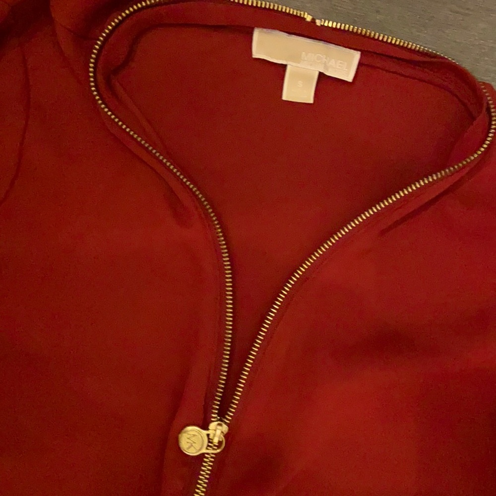 Michael Kors red zip down blouse. Like new. Size small.